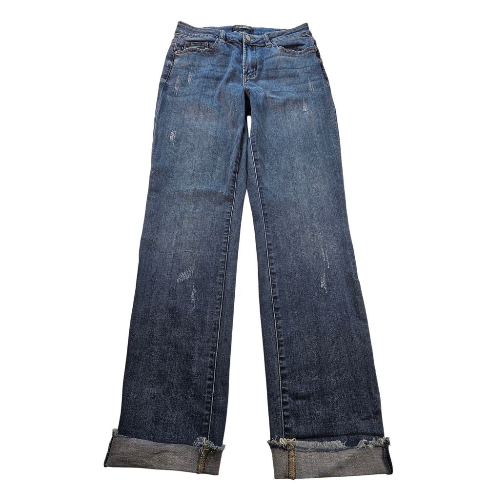 Judy blue size 7/28 cuffed blue jeans boyfriend fit stretch relaxed comfort EUC